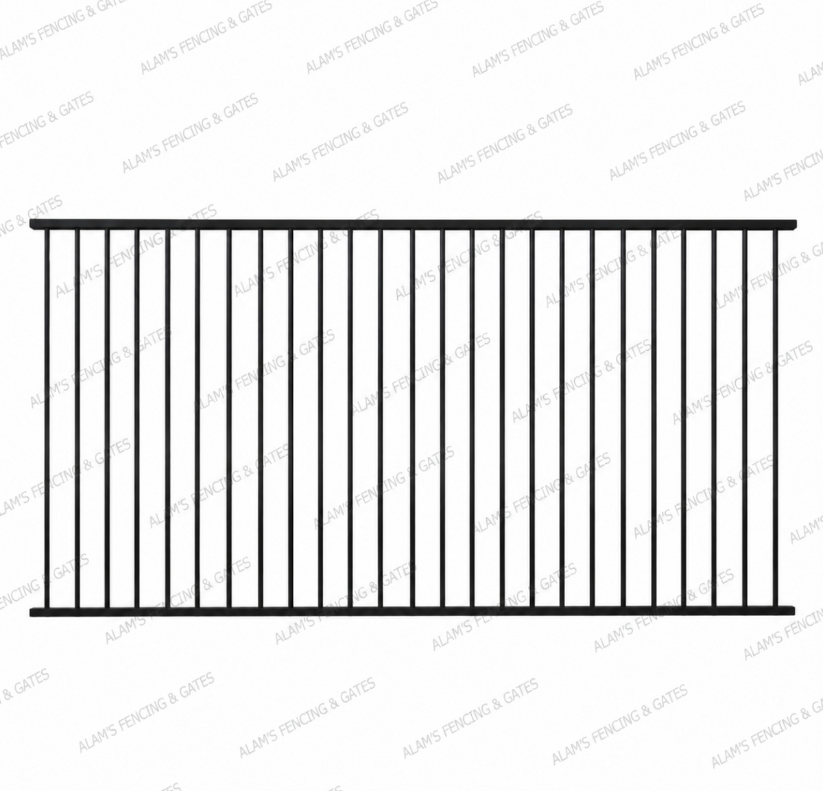 Flat Top Aluminium Pool Fence Panels 2.4 x 1.2 High Black