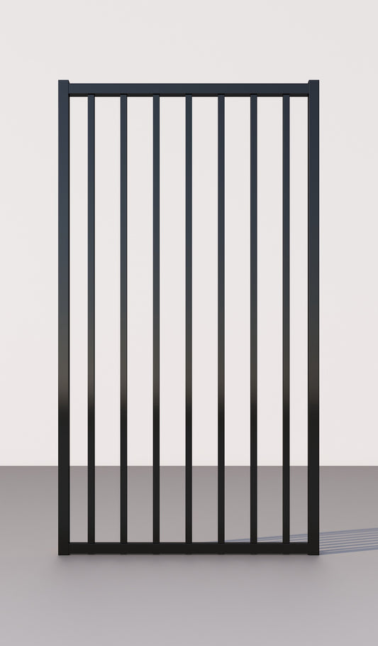 Flat Top Single Gates Steel                       950 x 1.8 High                       Powder coated Black